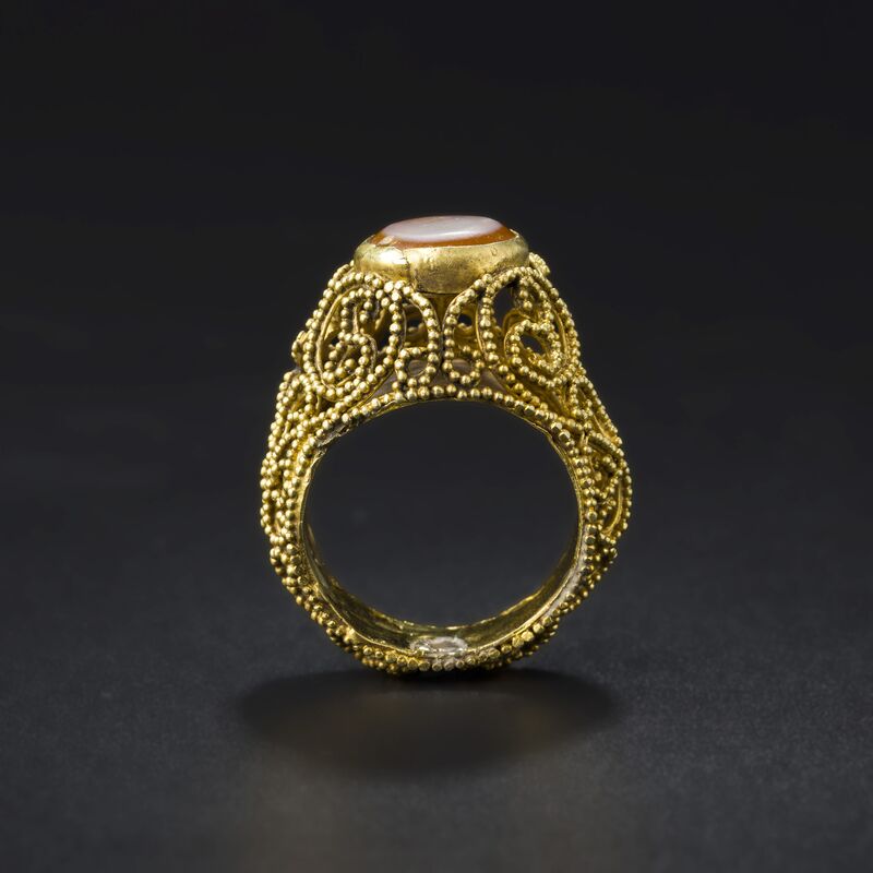 Filigree Ring with a Banded Stone