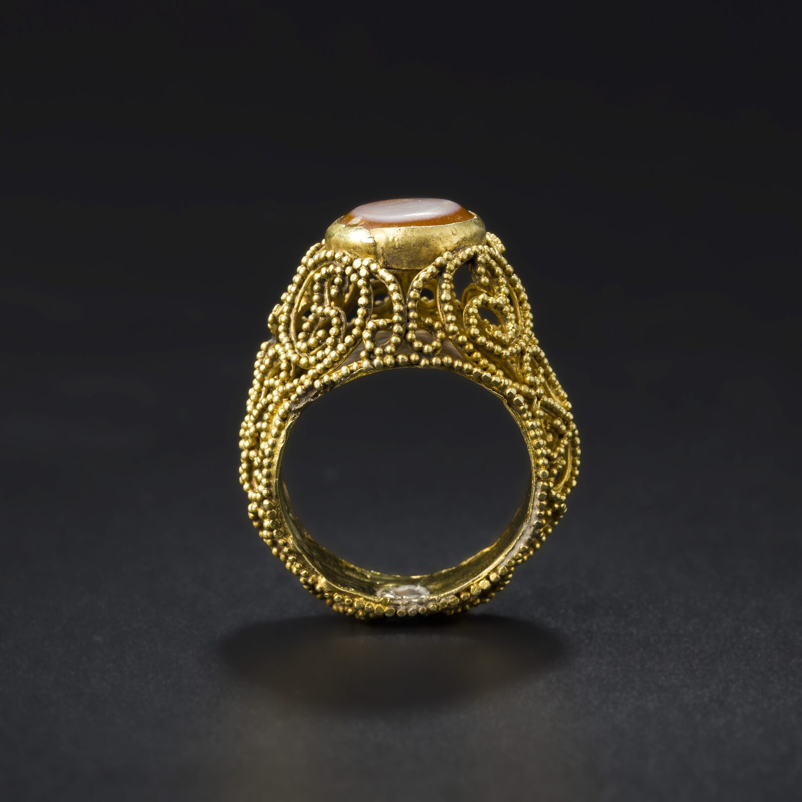 Filigree Ring with a Banded Stone