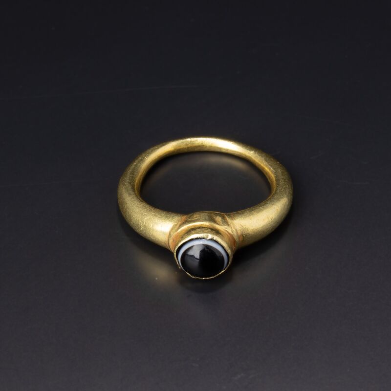 Ring with a Banded Black-and-White Stone