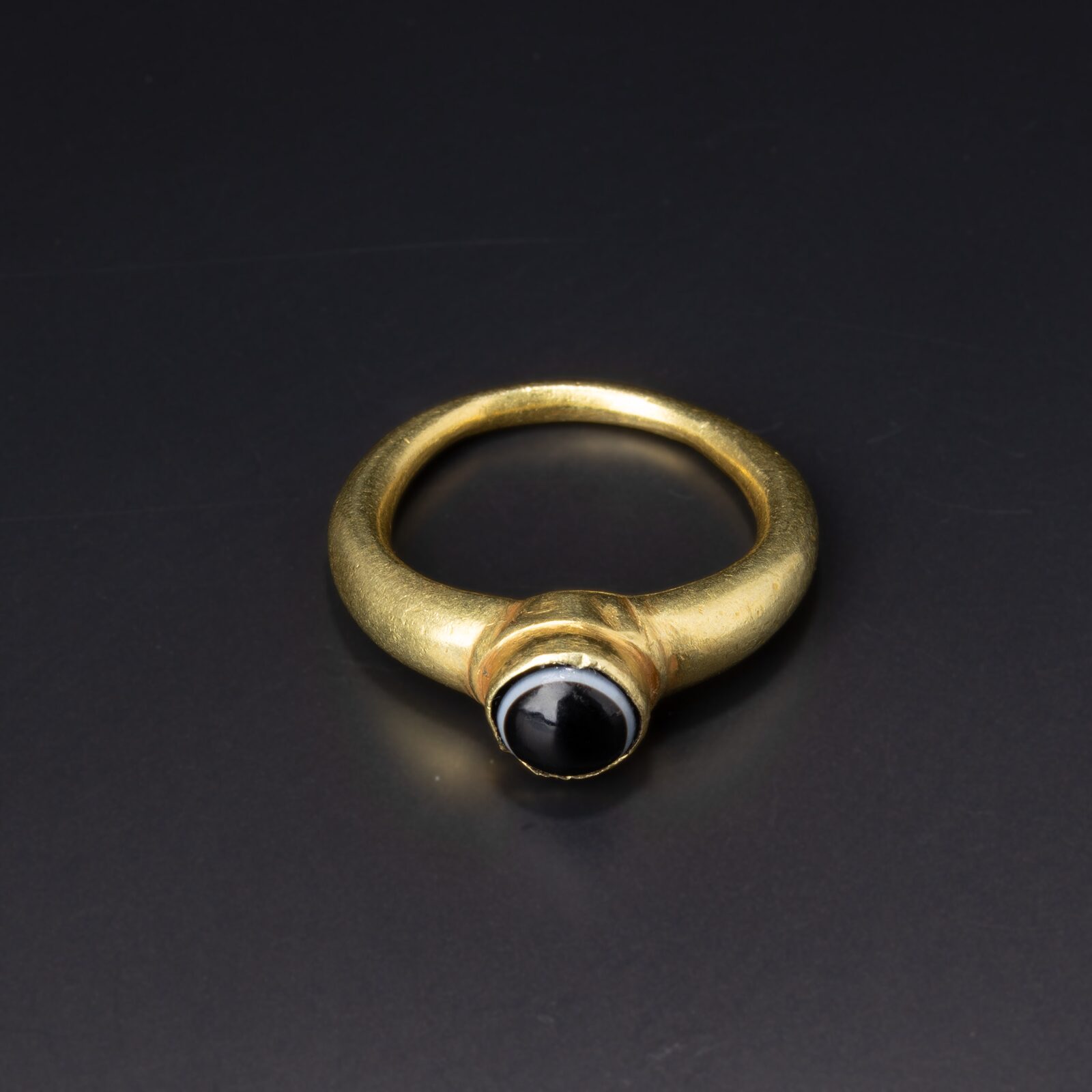 Ring with a Banded Black-and-White Stone
